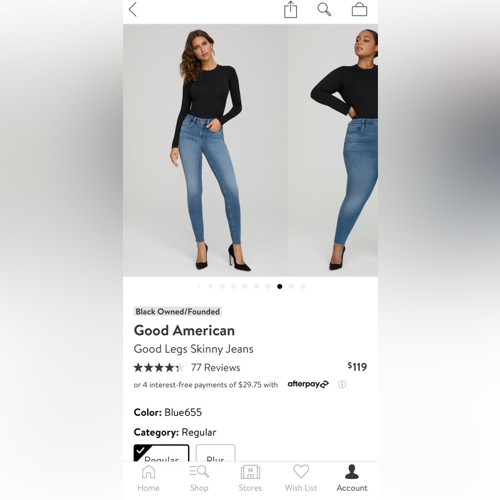 Good American “good legs” ankle jeans
